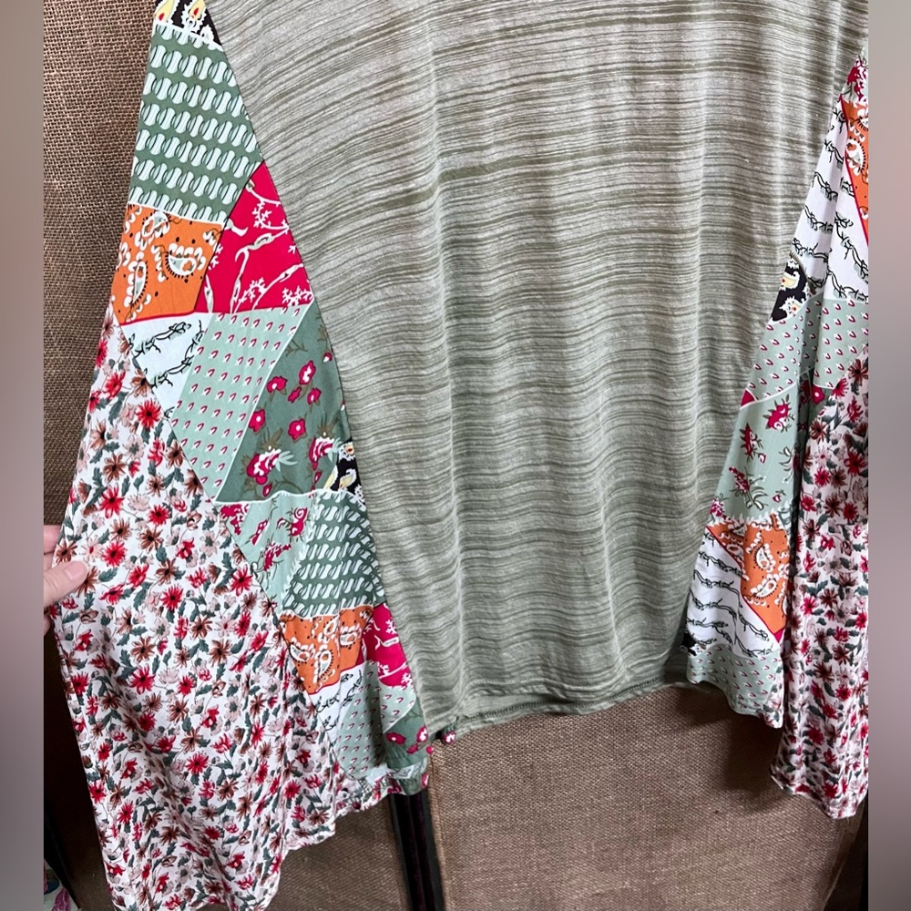 Boho Patchwork Patterned Sleeve Women Top - image 3